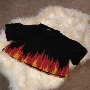 Flame detail crop top